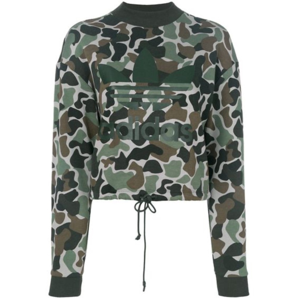 Adidas Camouflage Printed Cropped Sweater